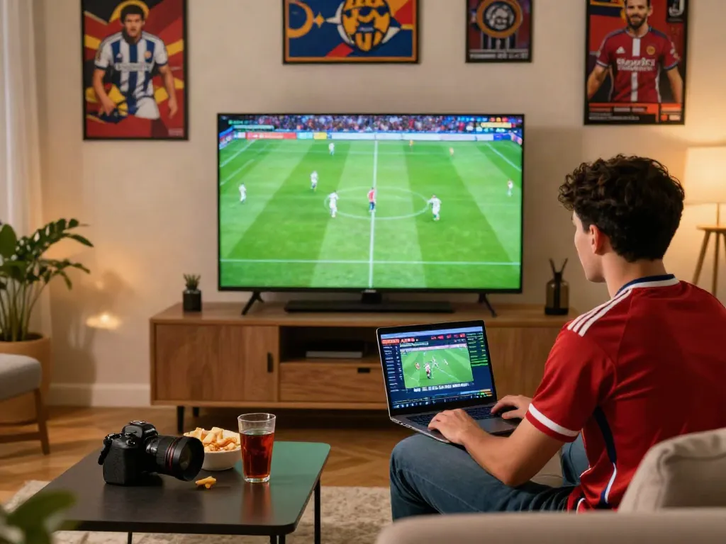 Exciting football match viewing at home with a fan on https://gavangtv.life/.