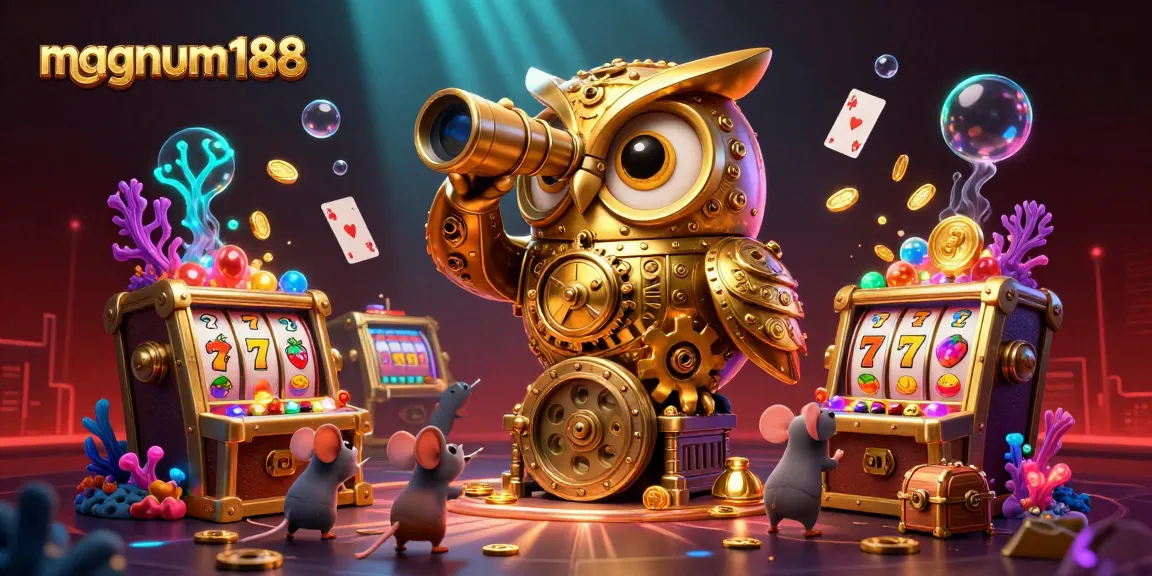 Engage with magnum188's enchanting casino floor amidst an intricate 3D illustration of animated characters.