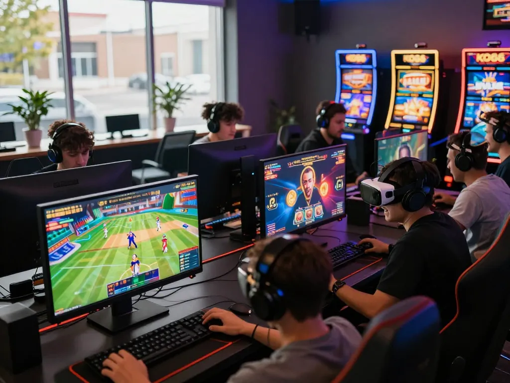 Players enjoying various online games at KO66's immersive digital interface.
