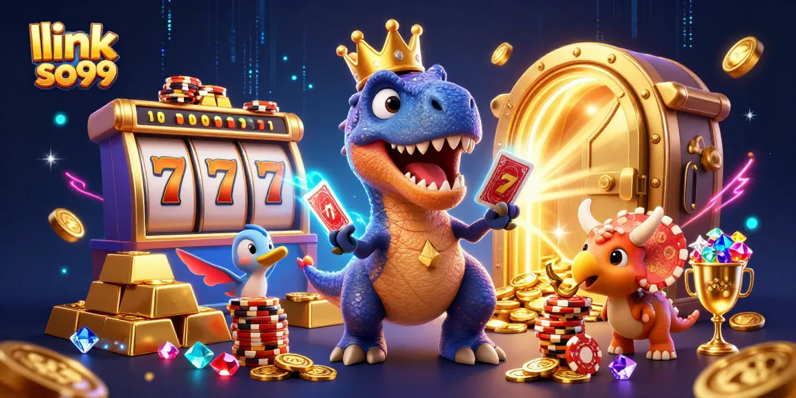 Experience a vibrant gaming world with link so79 featuring a T-Rex and dynamic slot elements.