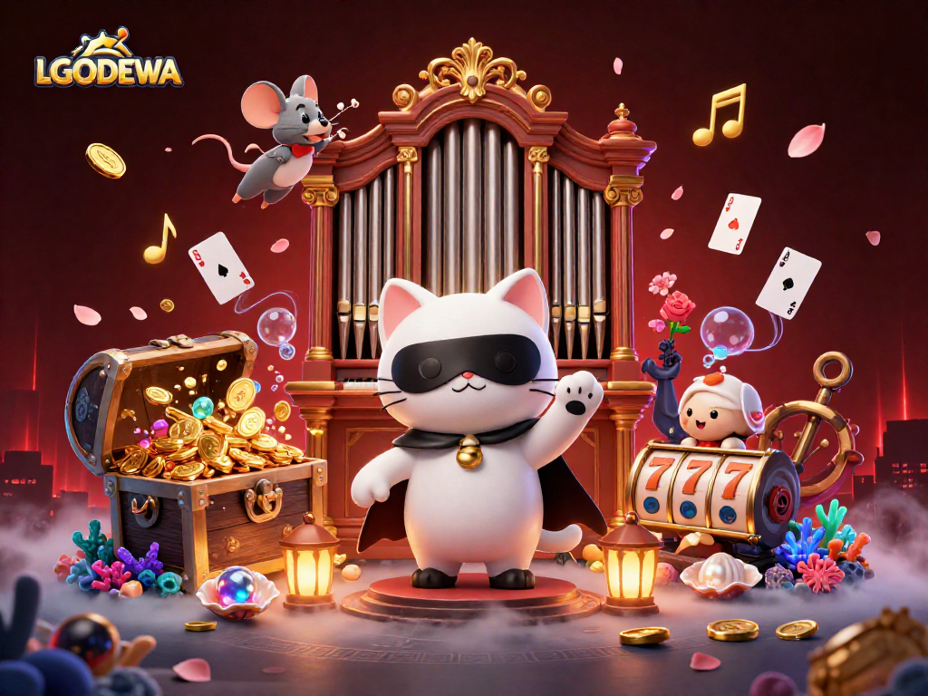 Experience the excitement of LGODEWA with vibrant 3D casino characters and elements in action.