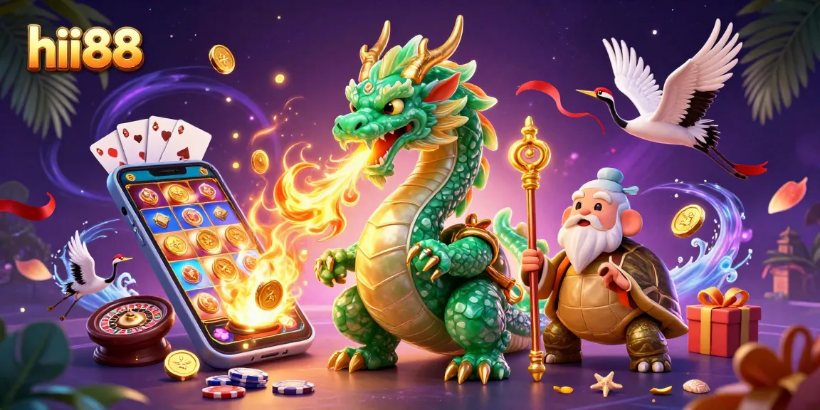 Join the action at hii88 with a vibrant 3D illustration highlighting thrilling casino elements.
