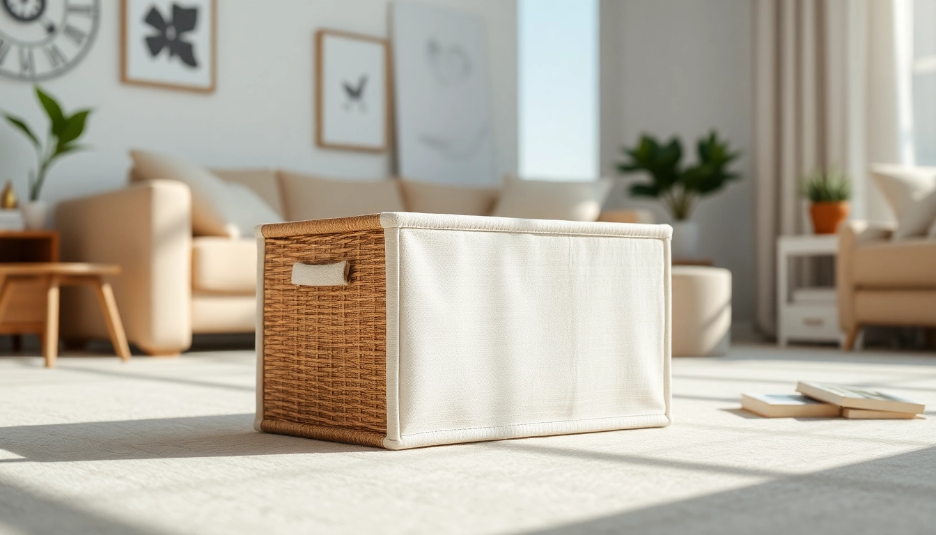 Organized storage box features prominently in a cozy room, showcasing versatility and style.