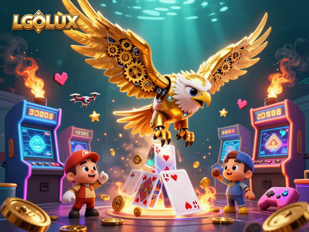 Engage with LGOLUX: Experience exhilarating wins in a vibrant casino-themed illustration.