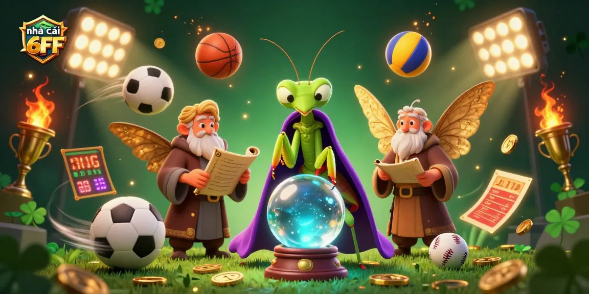 Engage in thrilling betting at nhà cái 6FF with an illustration featuring a fortune teller and game elements.