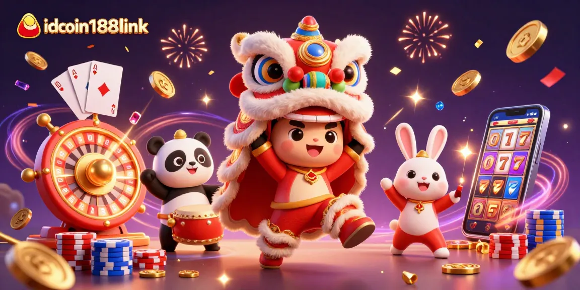 Experience festive gaming excitement with idcoin188link featuring lucky symbols and playful characters.