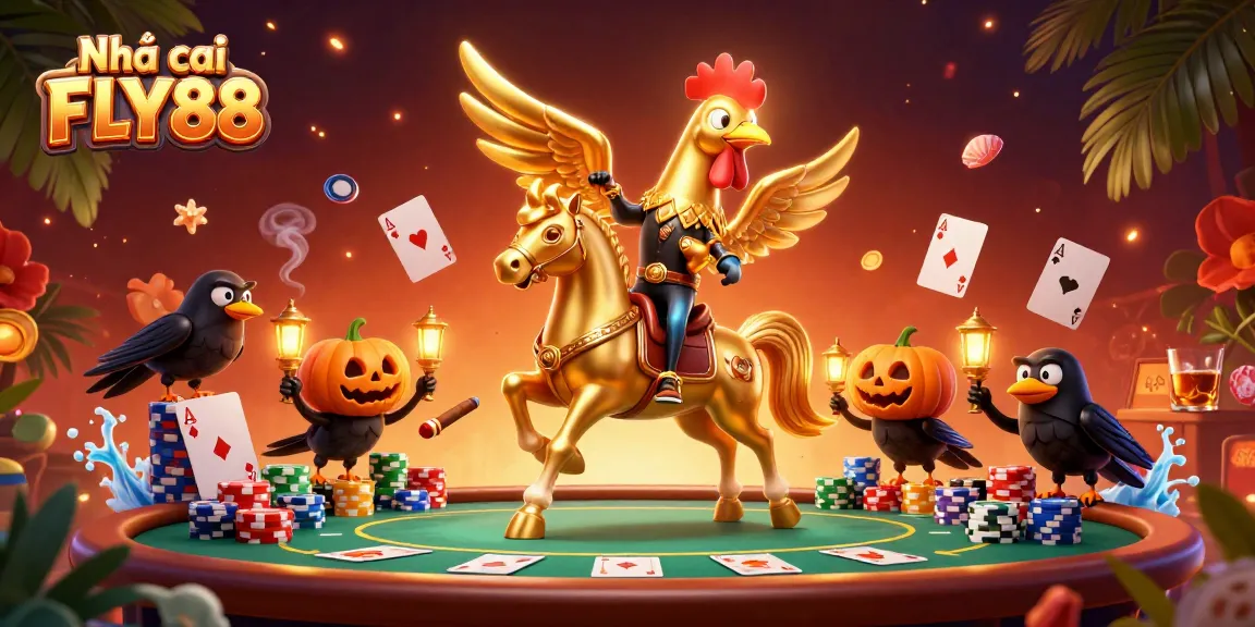Experience top gaming action with Nhà cái FLY88, featuring vibrant casino elements and colorful characters.