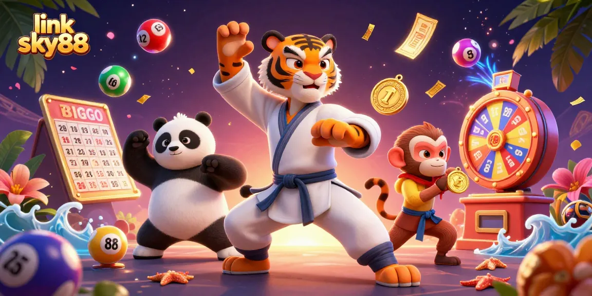 Experience the excitement of link sky88 with vibrant lottery elements and engaging characters in an animated scene.