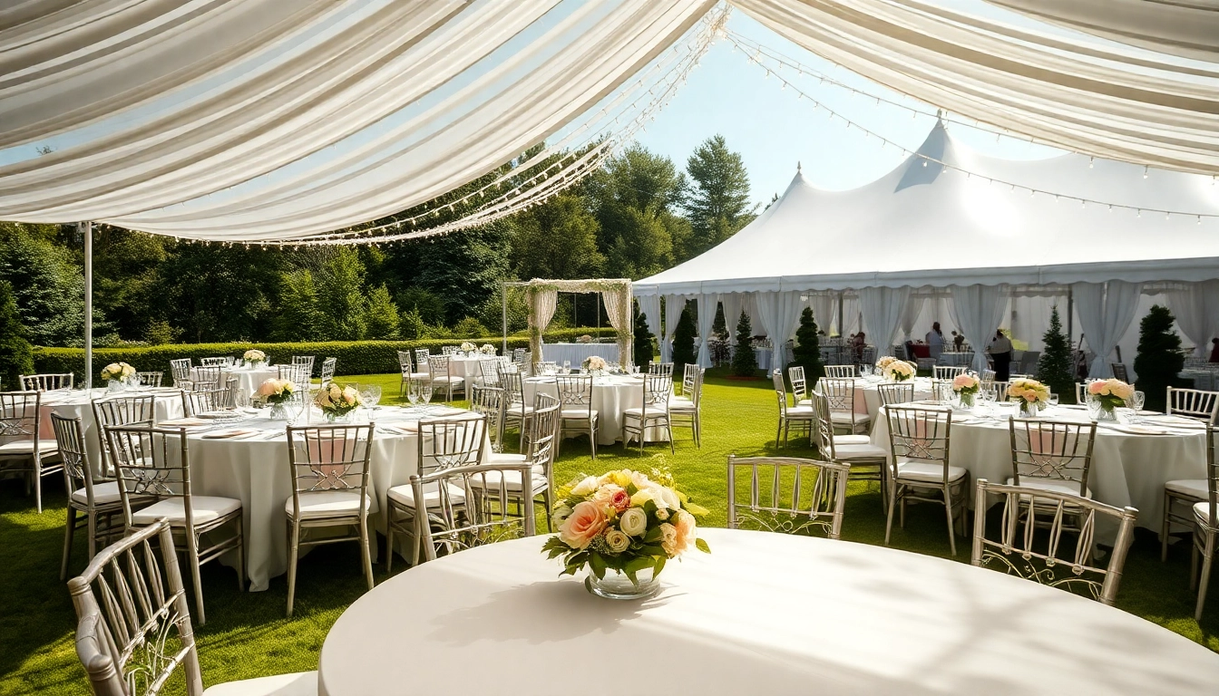 Experience Wedding Tent Chair & Table Rentals in a stunning outdoor setup perfect for luxurious events.