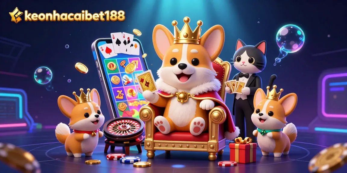 Win big at keonhacaibet188 with a vibrant 3D casino scene filled with excitement and fortune.