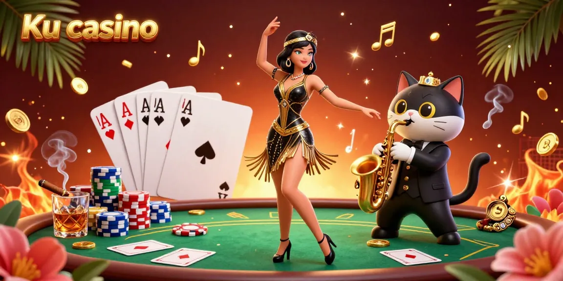 Experience the excitement of Ku casino with vibrant poker action and lively characters in a dynamic 3D scene.
