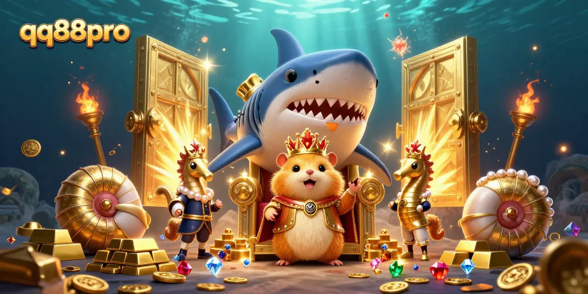 Experience thrilling wins at qq88pro with this vibrant underwater casino adventure illustration.