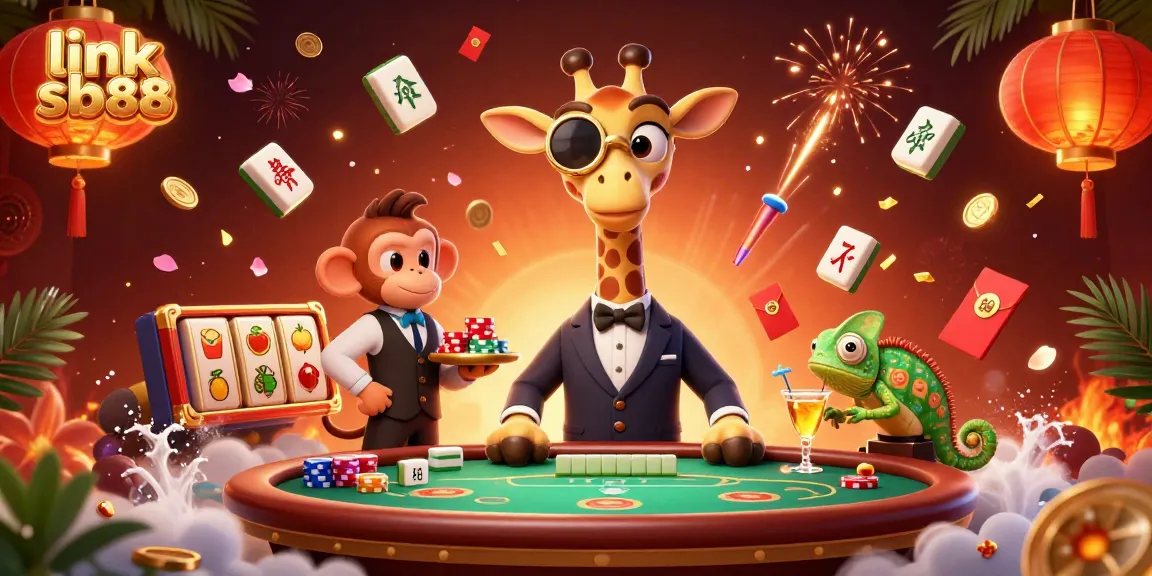 Experience thrilling fun with link sb88 at a vibrant casino scene featuring whimsical characters.