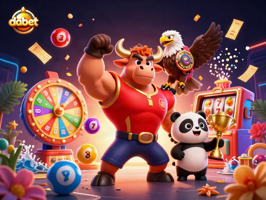 Experience thrilling moments with Dabet's vibrant casino scene featuring characters, games, and excitement!