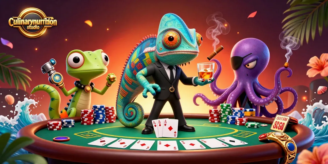 culinarynutritionstudio showcases a dynamic poker scene with vibrant characters and high-stakes action