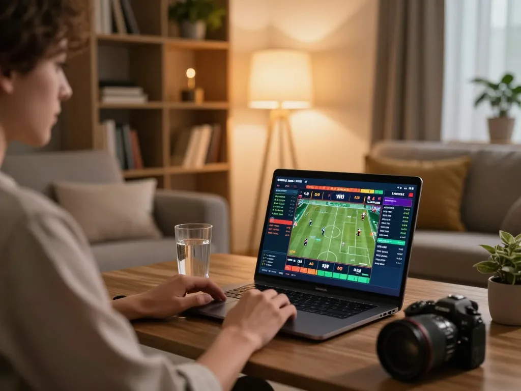 Experience online betting with gk88 uk net on a sleek laptop in a cozy living space.
