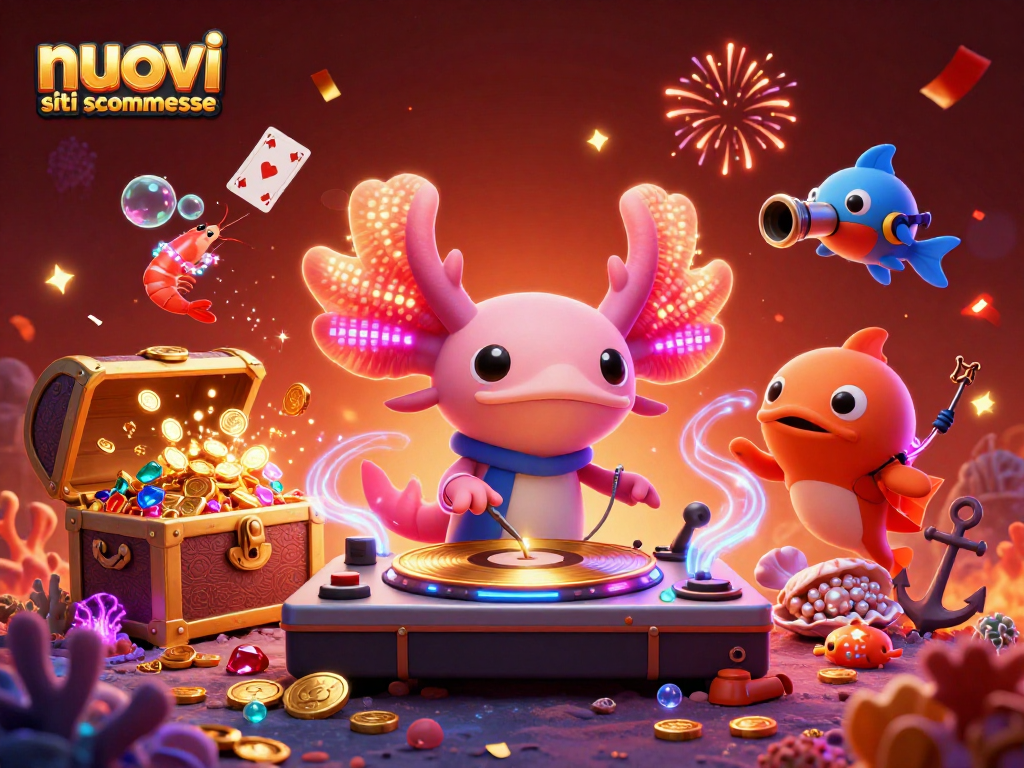 Scopri i nuovi siti scommesse mentre ballano con i gamberi e l'axolotl DJ nella festa sottomarina.