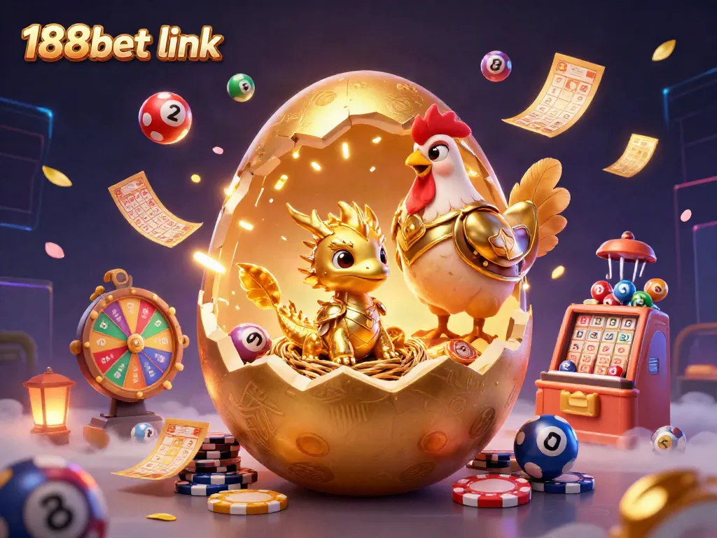 Experience the excitement of 188bet link with a vibrant gold dragon scene surrounded by dynamic gaming elements and rich visuals.