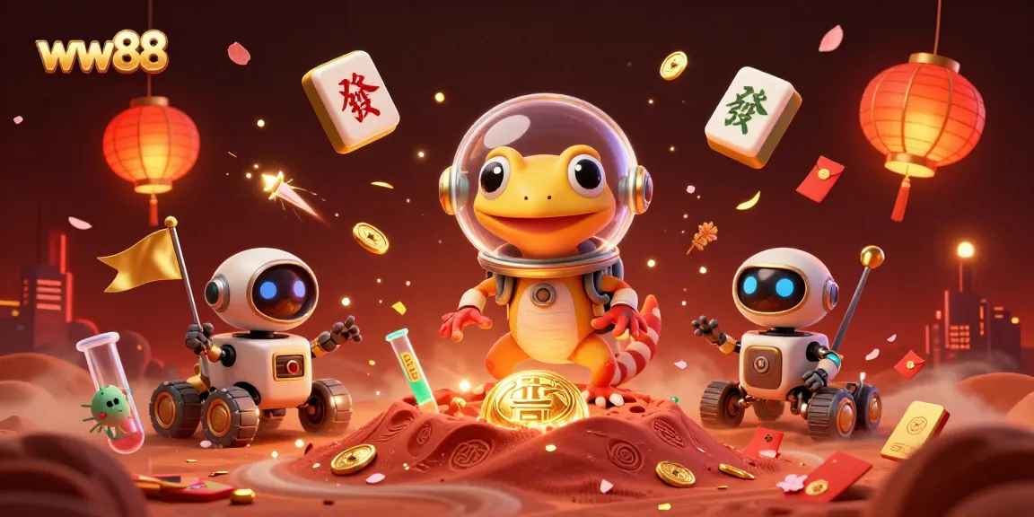 Excite with ww88 casino gaming adventure featuring a Martian gecko and treasures.