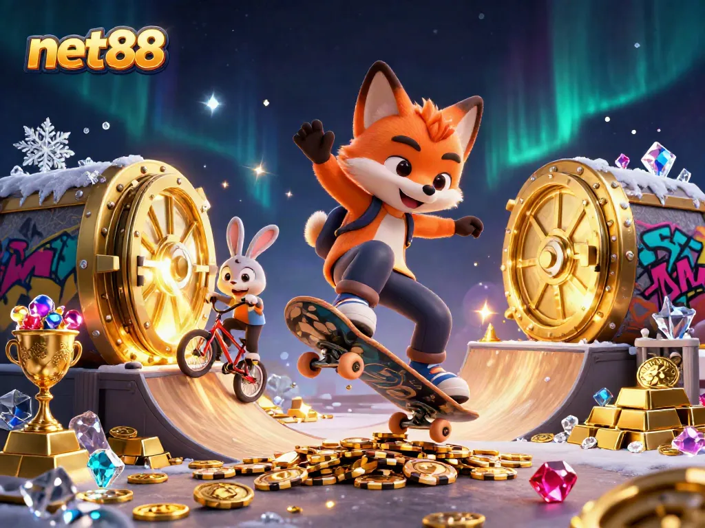 Engage with net88's thrilling online gaming scenes featuring casino characters and vibrant graphics.