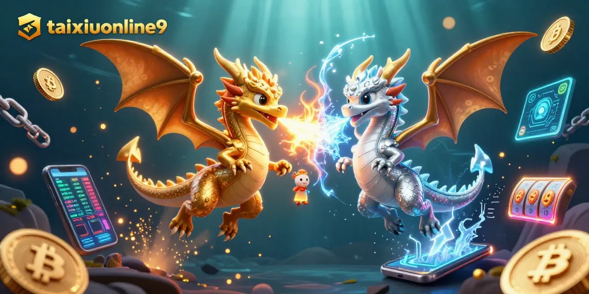Win big at taixiuonline9 with mythical dragons amid Bitcoin and Ethereum in a vibrant 3D scene.