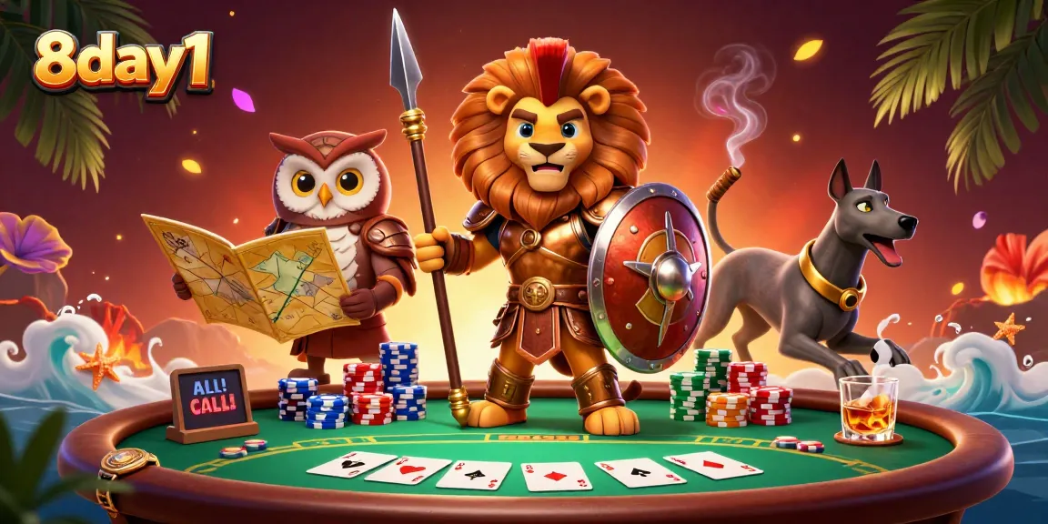 Engage with 8day1 in vibrant casino action showcasing poker players and dramatic wins.