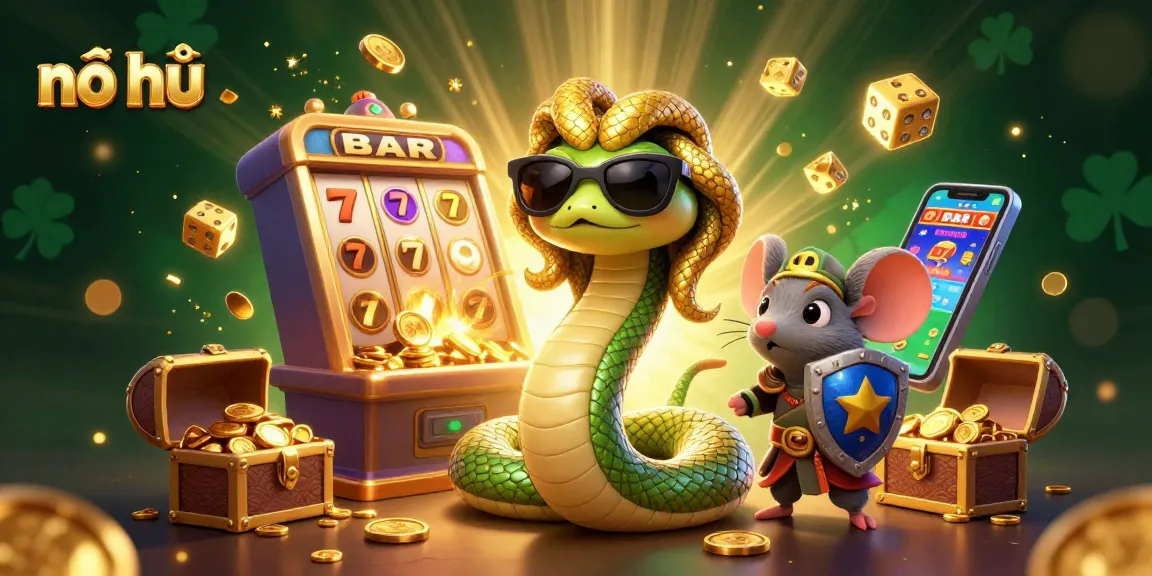 Experience the thrill of nổ hũ with a vibrant 3D scene featuring Medusa, a warrior mouse, and exhilarating casino elements.