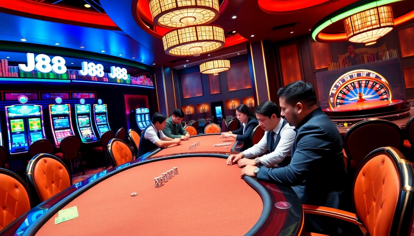 Experience the thrill of J88 casino gaming with vibrant tables and exciting slot machines.