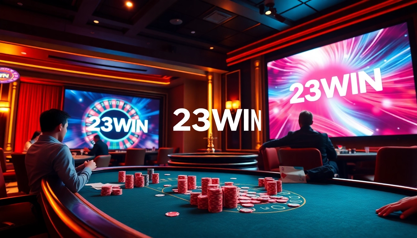 Experience the thrill of winning at a casino table with 23WIN poker action and vibrant atmosphere.