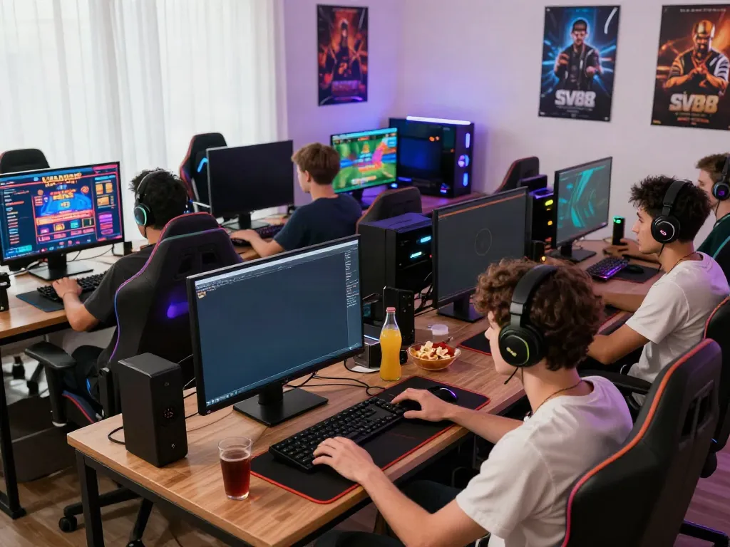 Players enjoying online gaming at home, showcasing sv88 platforms in action.