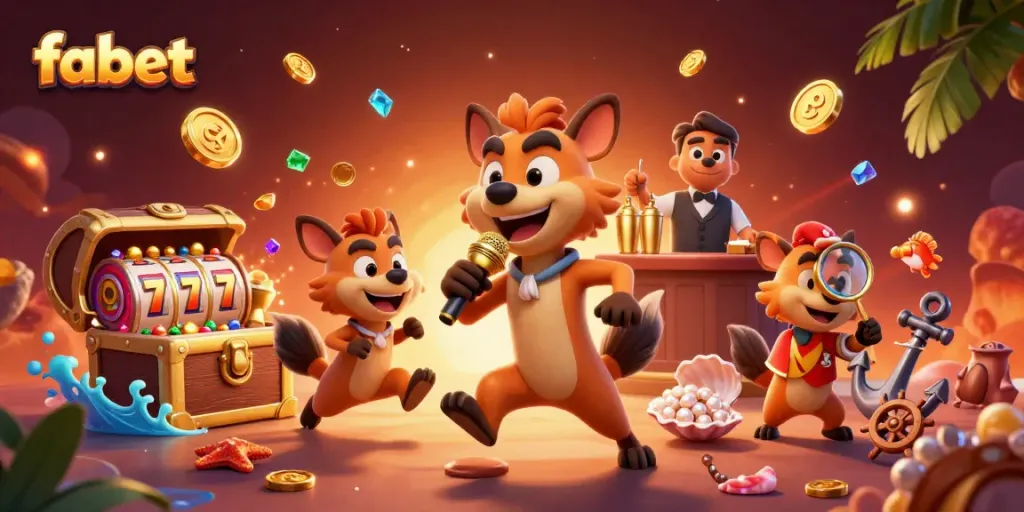 Experience thrills at fabet's casino with hyenas mixing drinks and telling jokes.