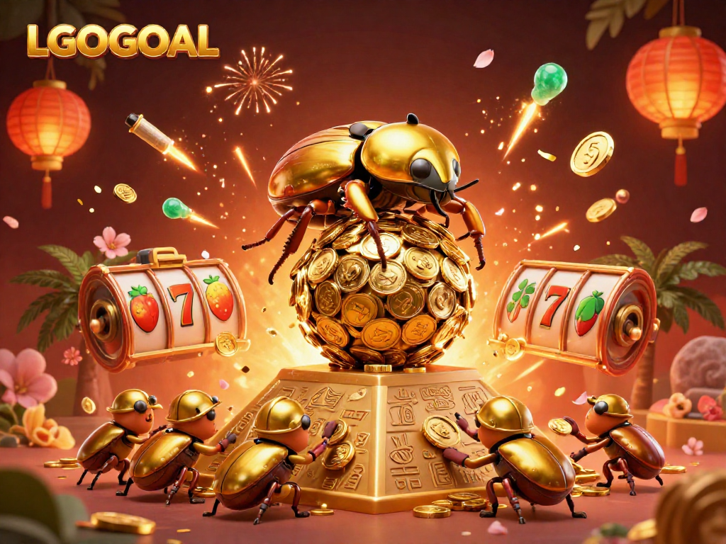 Experience thrilling gameplay at LGOGOAL with enchanting golden beetles and vibrant casino elements.