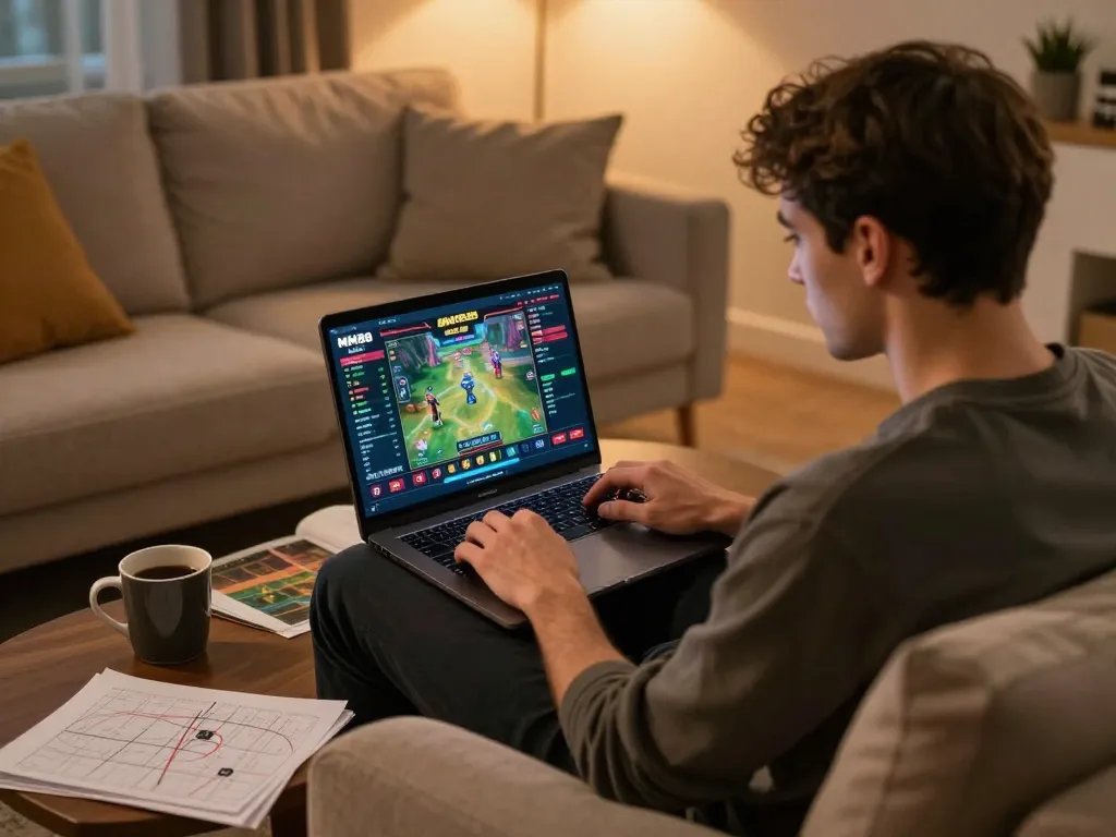 Player engaging with the MM88 online casino platform, emphasizing entertainment strategy.