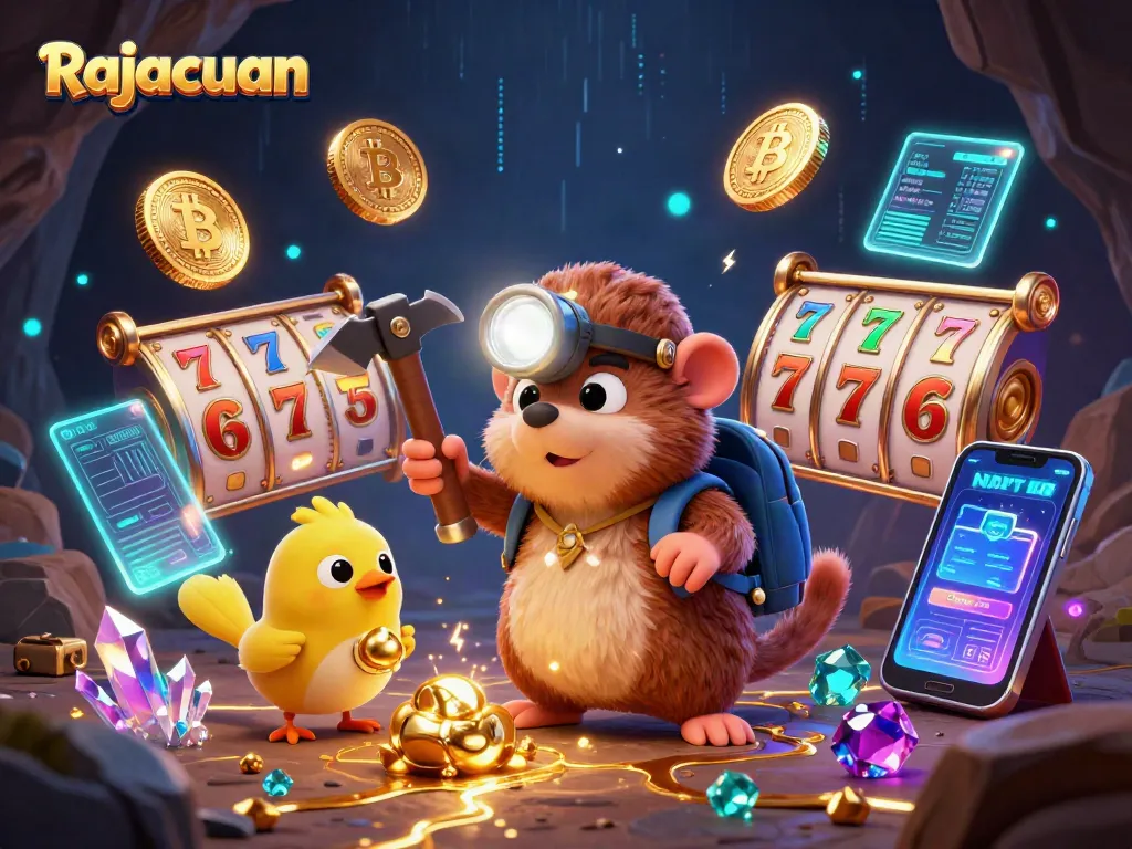 Rajacuan gaming experience featuring a treasure hunter mole amidst vibrant slot elements, maximizing fun and wins.