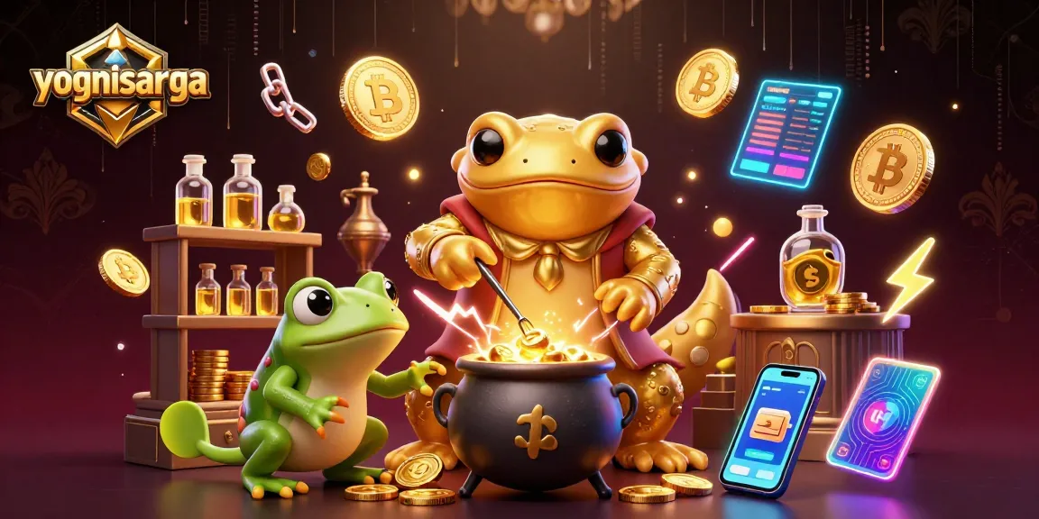 Immerse in yognisarga's captivating 3D scene featuring magical alchemy and cryptocurrency.